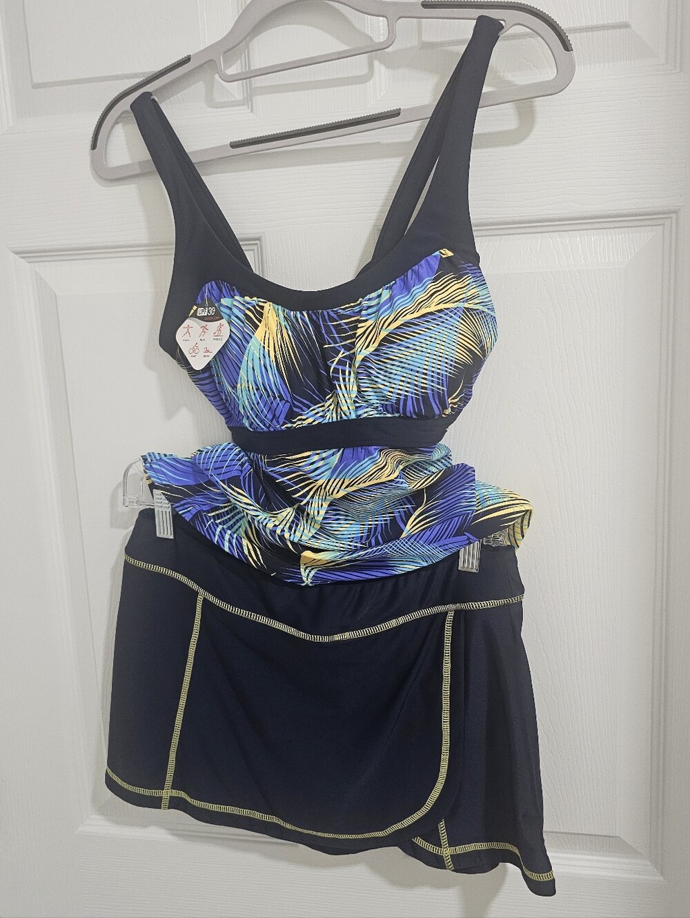 ZeroXposur Lemon Blue Tropical Print Swim Tankini